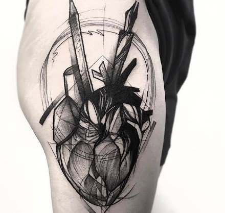 点刺纹身图案-酷炫的人物和动物的点刺纹身图片