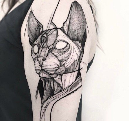 点刺纹身图案-酷炫的人物和动物的点刺纹身图片