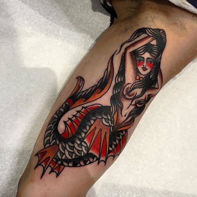 美人鱼纹身图案-彩绘水彩素描创意文艺唯美美人鱼纹身图案