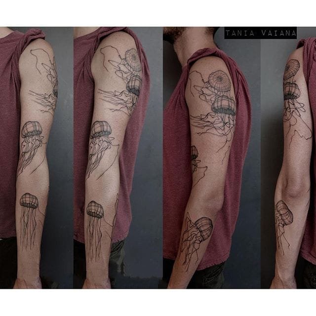 水母纹身图案-柔美文艺的可爱动物水母纹身图案