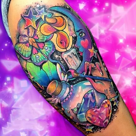 newschool纹身图案-闪闪亮的彩色newschool纹身图片