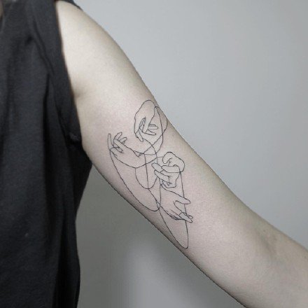 线条纹身图案-线条黑灰的水墨纹身图片