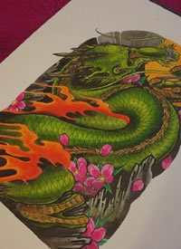 彩色大臂纹身手稿图案-色彩鲜艳的彩色大臂纹身手稿图片