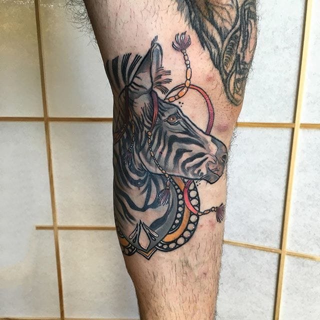 斑马纹身图案-创意的彩绘水彩素描可爱经典斑马纹身图案