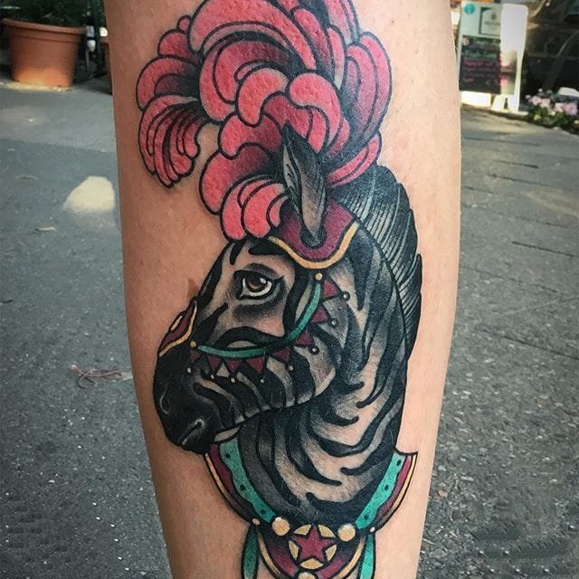 斑马纹身图案-创意的彩绘水彩素描可爱经典斑马纹身图案