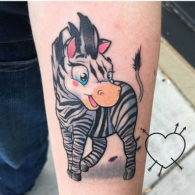 斑马纹身图案-创意的彩绘水彩素描可爱经典斑马纹身图案