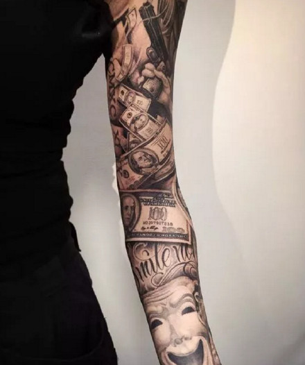 钞票纹身图案-随身带着钱的钞票创意纹身图片