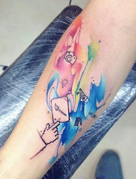 水彩风纹身图案-原创创意水彩风格的纹身图片