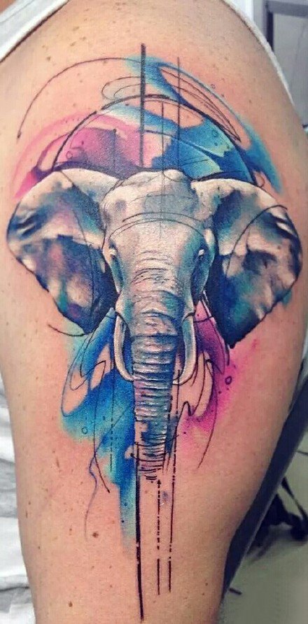 水彩风纹身图案-原创创意水彩风格的纹身图片