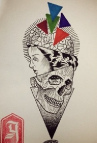 适合手臂腿部手稿-9张适合手臂腿部的黑灰点刺风格纹身手稿图案