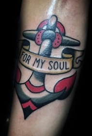 男生纹身船锚  简单而又时尚的船锚纹身图案