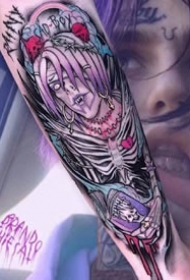 彩色手臂图案-一套分红色主题的彩色纹身图片