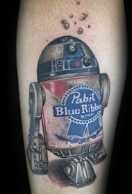 彩绘纹身图案-彩绘水彩素描描绘的创意有趣机器人纹身图案缩略频道推荐图