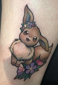 彩绘纹身图案-彩绘宝可梦伊布呆萌可爱纹身图案