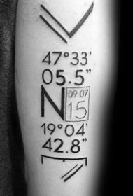 地理坐标纹身_9张关于地理坐标的纹身图案作品图片