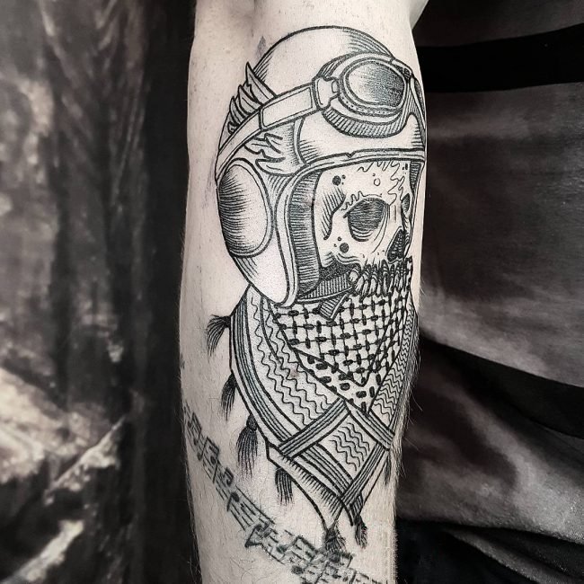 摩托车纹身图案-创意的霸气精致的摩托车骑手纹身图案