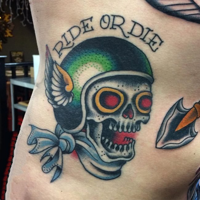 摩托车纹身图案-创意的霸气精致的摩托车骑手纹身图案