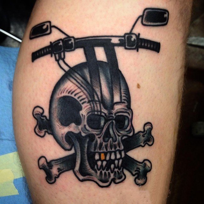 摩托车纹身图案-创意的霸气精致的摩托车骑手纹身图案