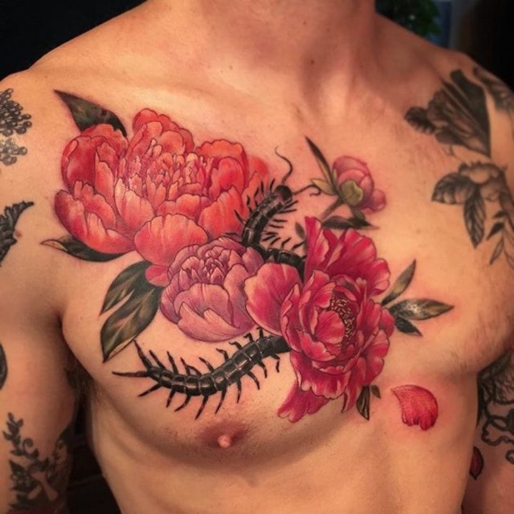 植物纹身图案-10张身体各个部位彩绘纹身风格花朵纹身图案