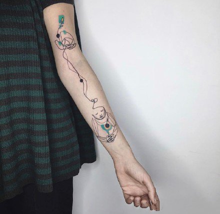 线条水彩纹身图案-9张线条水彩纹身图片