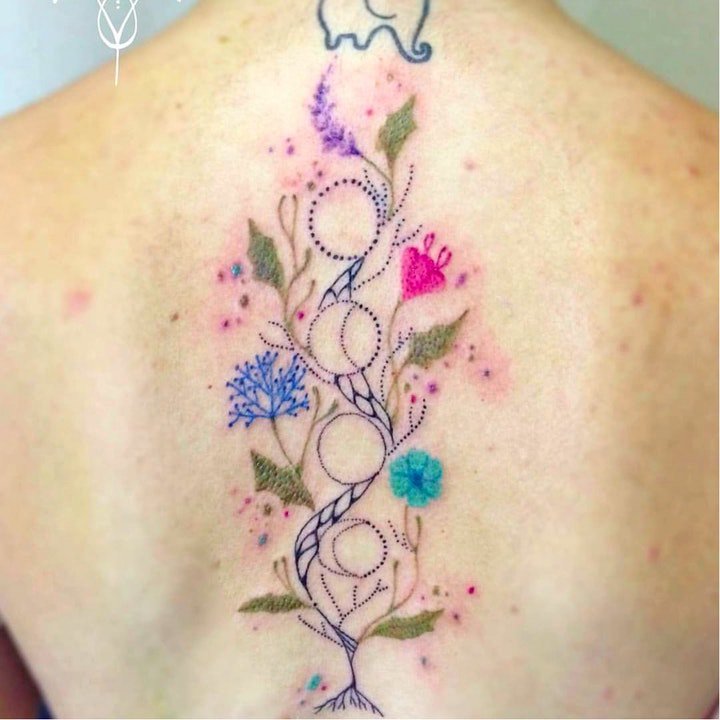 花朵纹身图案-20张身体各个部位传统彩绘纹身图案