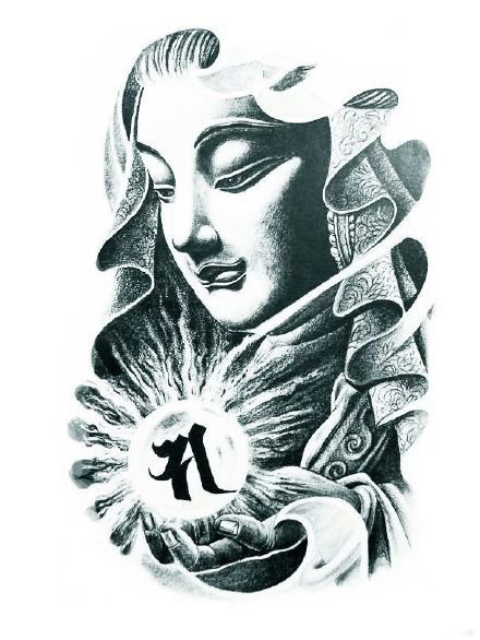 传统纹身观音纹身图案-9张传统观音纹身分类图片