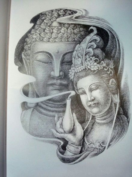 传统纹身观音纹身图案-9张传统观音纹身分类图片