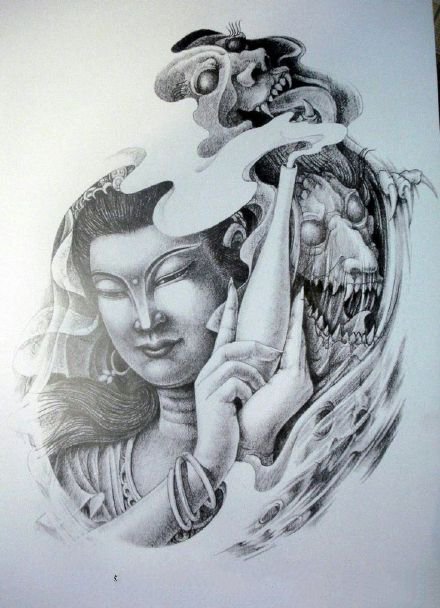 传统纹身观音纹身图案-9张传统观音纹身分类图片