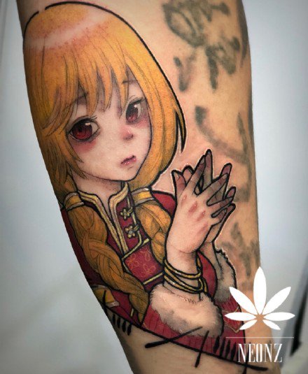 少女系列纹身图案-9张韩国纹身师Neondrug的创作少女系列纹身图片