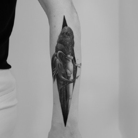 素描纹身图案-9张国外纹身师 Pawel lndulski的创意纹身图片