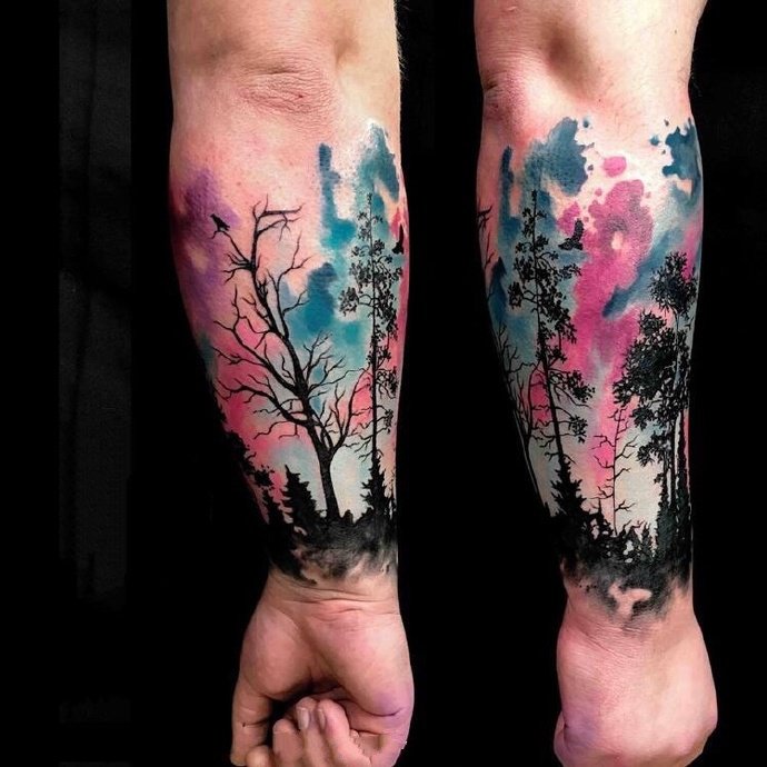 小清新水彩纹身图案-18张小清新的水彩纹身图片