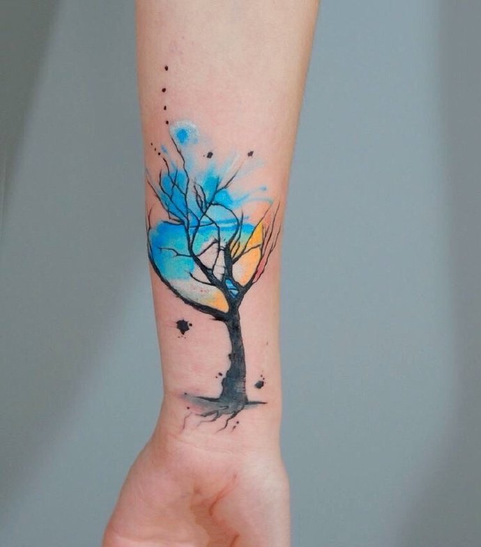 小清新水彩纹身图案-18张小清新的水彩纹身图片