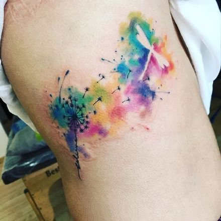 梦幻水彩纹身图--9张水彩色漂亮的纹身图案作品图片