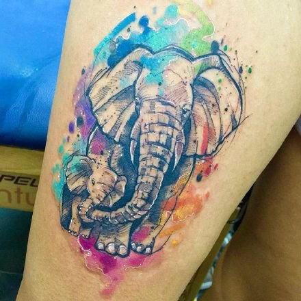 梦幻水彩纹身图--9张水彩色漂亮的纹身图案作品图片