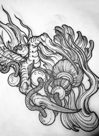 newschool线稿--9张newschool风格的纹身线稿手稿图