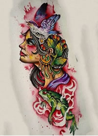 适合大臂小臂的一组水彩纹身手稿图案