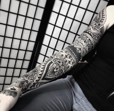 18张曼陀罗点刺梵花纹身图案作品