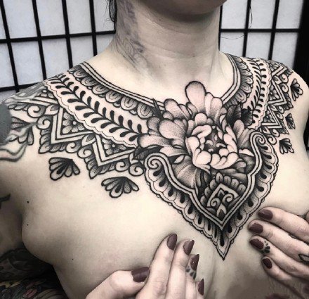 18张曼陀罗点刺梵花纹身图案作品