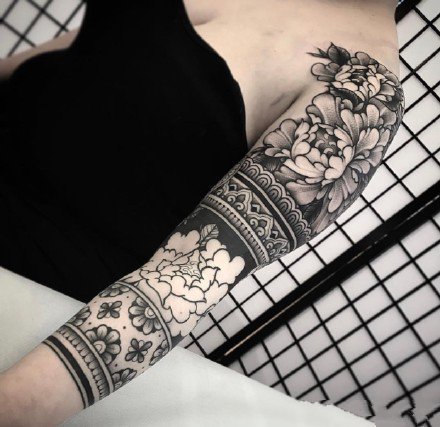 18张曼陀罗点刺梵花纹身图案作品