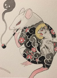 一组衣着华丽的创意纹身老鼠手稿图案欣赏