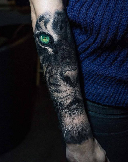 几张眼神霸气的动物写实纹身图案图片