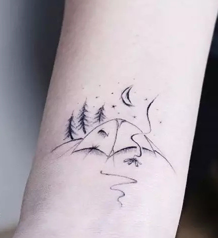 简约黑灰纹身--男女都适合的小清新简约黑灰线条纹身图案