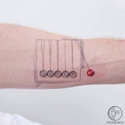 适合手臂上好看的极简线条点刺黑灰纹身作品