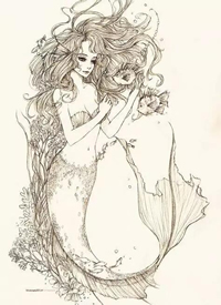 美人鱼手稿--21张唯美的美人鱼纹身手稿图案欣赏