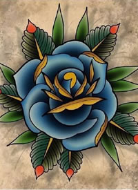 school花朵手稿--一组颜色艳丽的花朵school纹身手稿图案