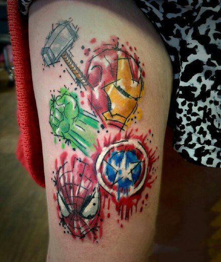 关于漫威影视角色的一组纹身图案作品欣赏