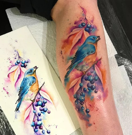 一组独特设计、创意十足的重彩色纹身图案作品