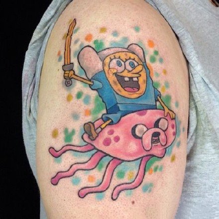 海绵宝宝纹身图--一组卡通动画片可爱海绵宝宝的纹身图案作品