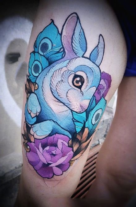 彩色newschool-女生比较青睐的newschool彩色纹身图片