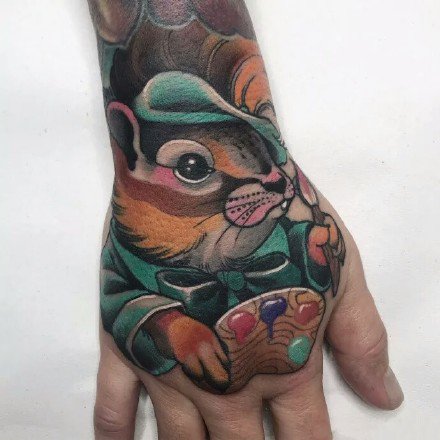 一组欧美school女郎肖像的彩色纹身图案